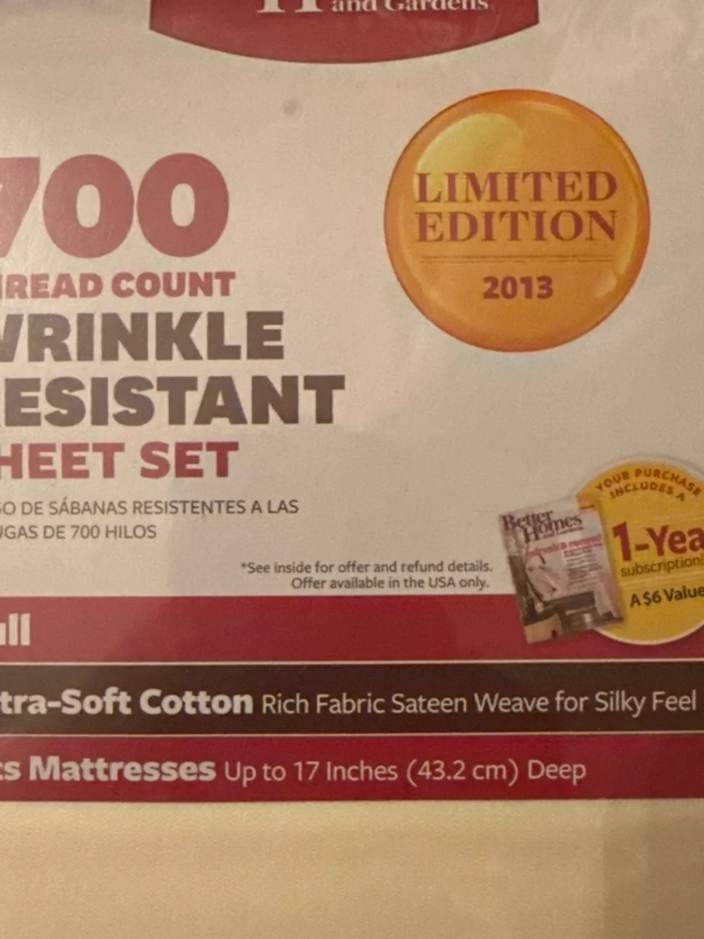 Better Homes And Gardens Cream 700 Thread Count Wrinkle Resistant Sheet Set